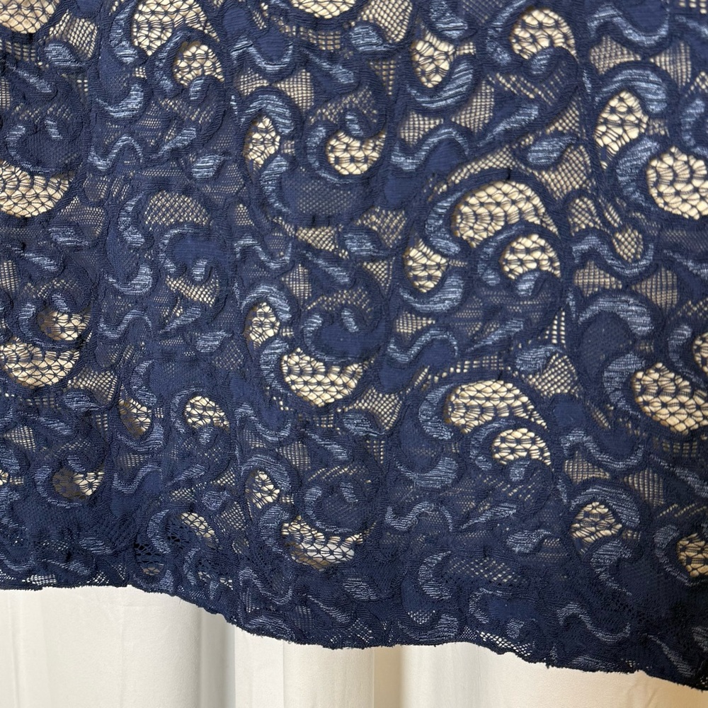 Elana Kattan Lace 2 Piece Skirt Set Wrap Peplum Top Navy Blue Women’s L / M - Picture 12 of 16